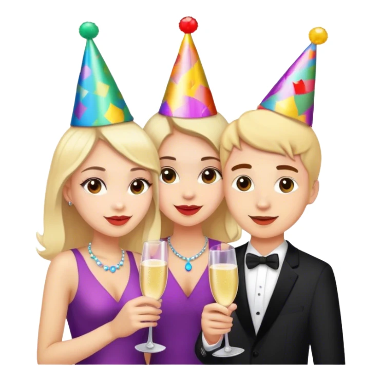 2 girls and a guy on a drinks date sticker