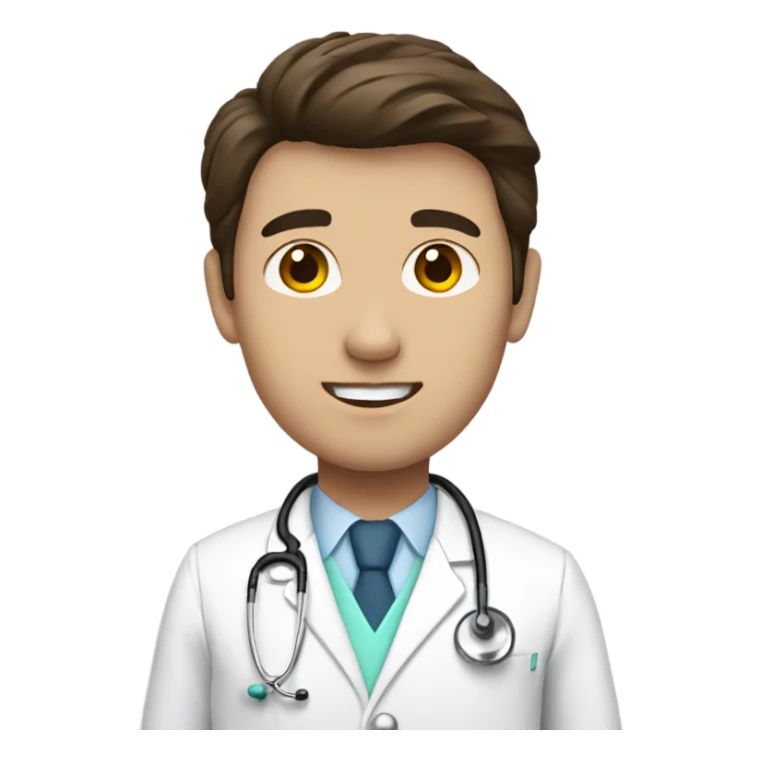 Brunette male doctor in white coat  sticker