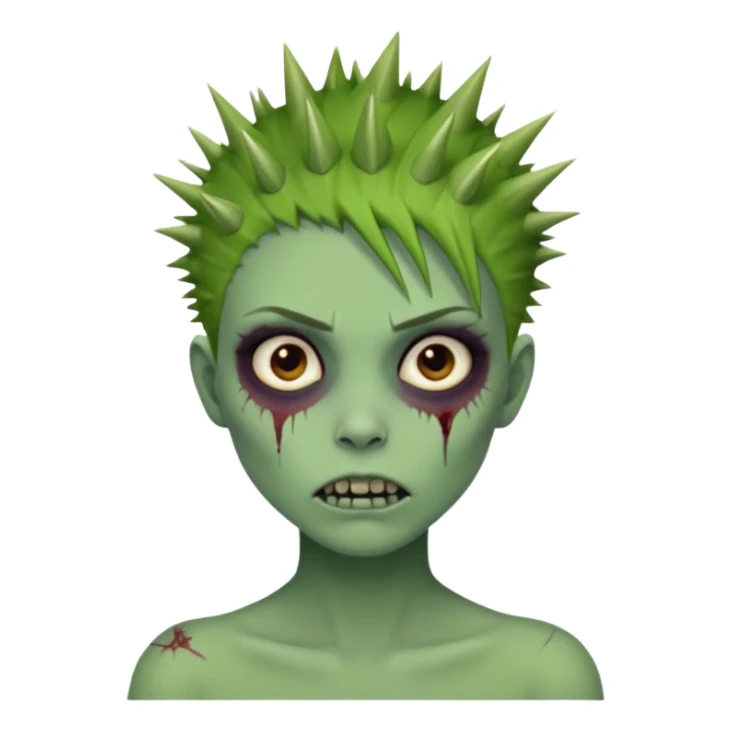 green-skinned zombie girl with short spiky hair sticker