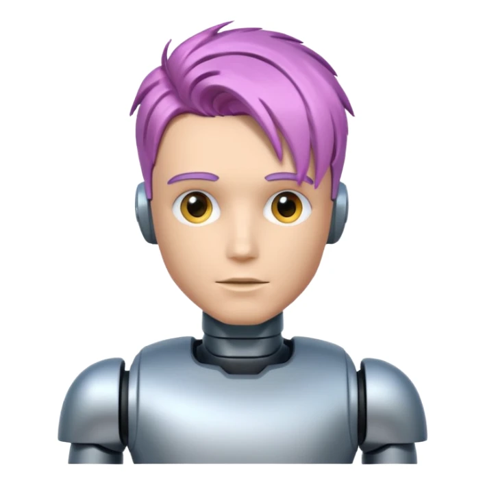 male robot with different color hair like 3rd picture, sticker