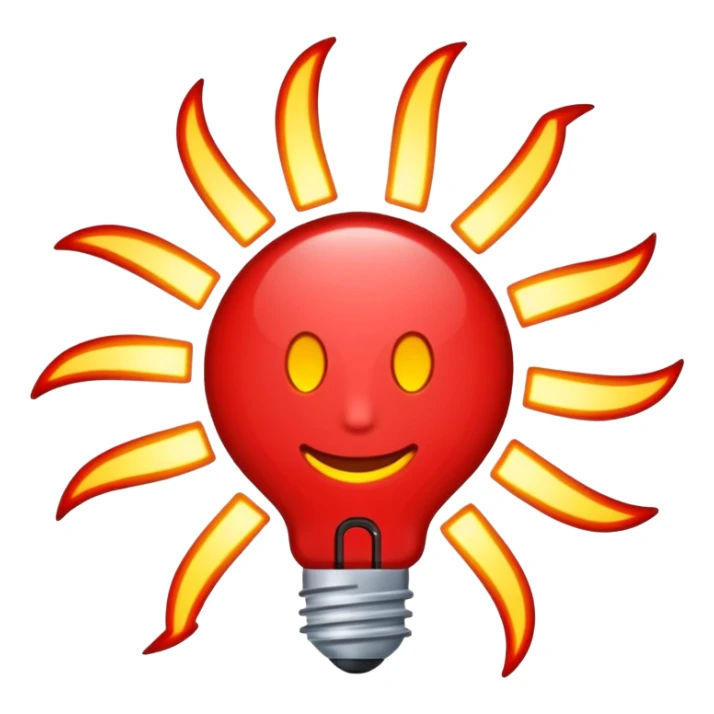 Rayos, electricidad, centellas con expresiones de alegría color rojo sticker