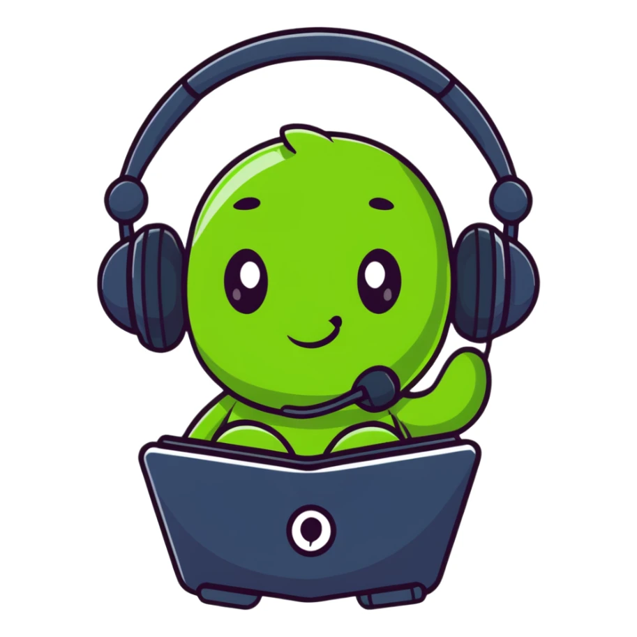 cute green pea wearing headphones sticker