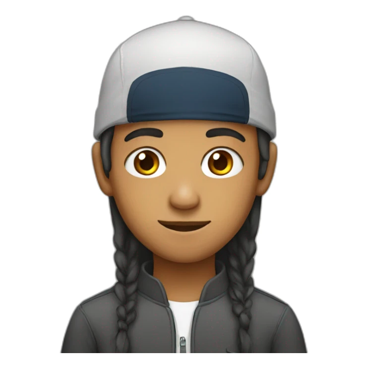 Muslim boy with long hair and a cap sticker