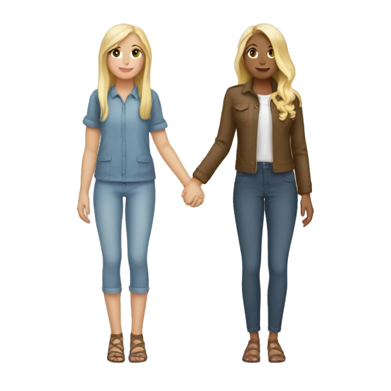 2 blonde girls holding hands sticker