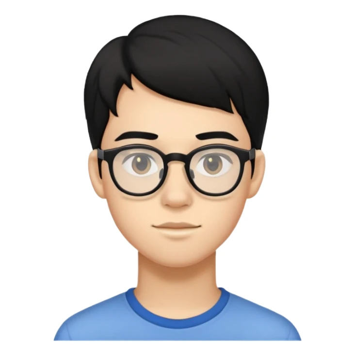 Hombre de 17 años con cabello algo largo negro y lentes  sticker