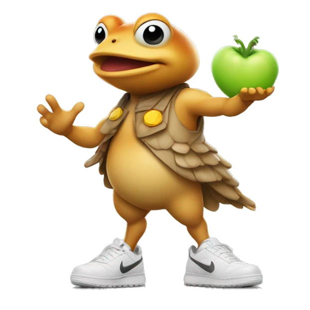 Toad in a Nike chicken, with a glo in hand sticker