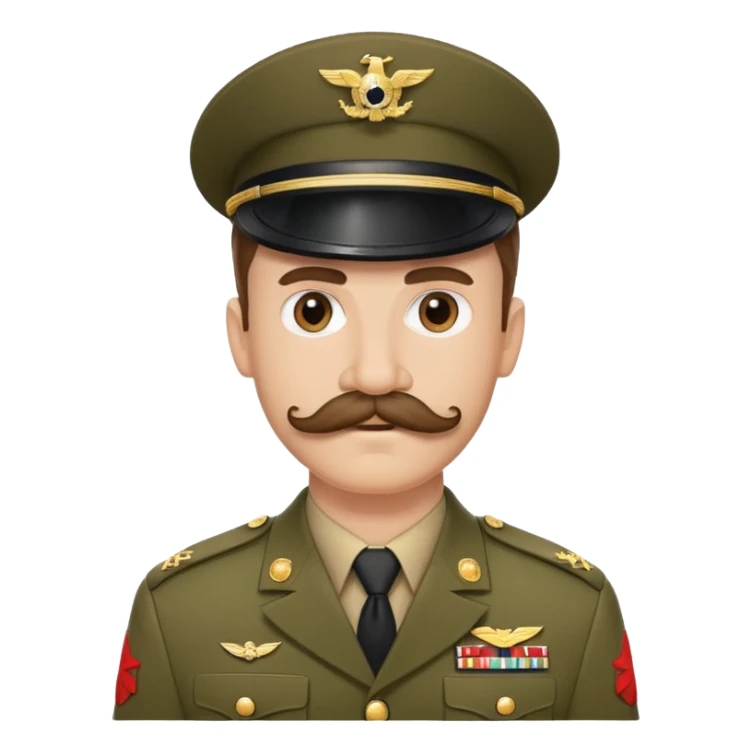 Soldier with curly mustache in military uniform sticker