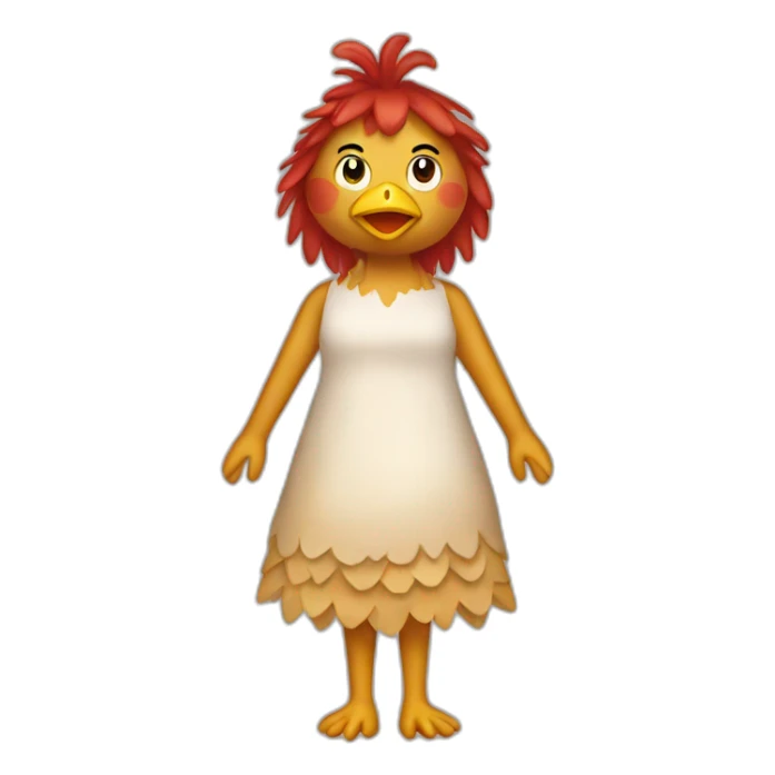 chicken dress as a women, make up sticker