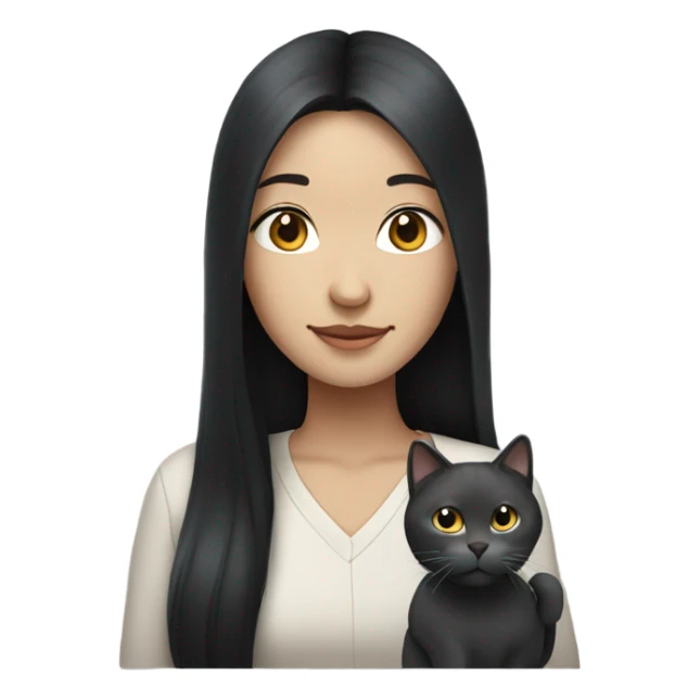 Chinese hair with gray cat sticker