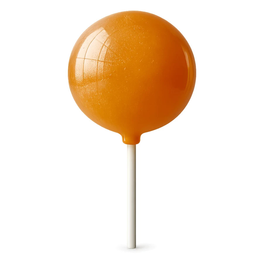 Change the lollipop color to orange in a realistic style, keep the background transparent. sticker