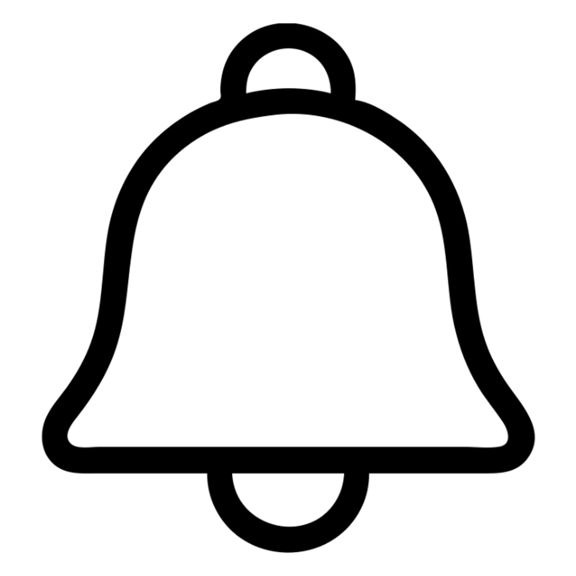 Create a minimalistic bell (notification) icon with a very thick gray outline, no fill, no text, transparent background. sticker