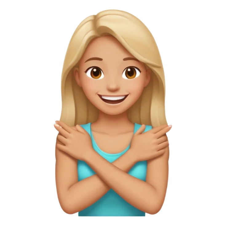 Arms crossed holding neck laughing girl sticker