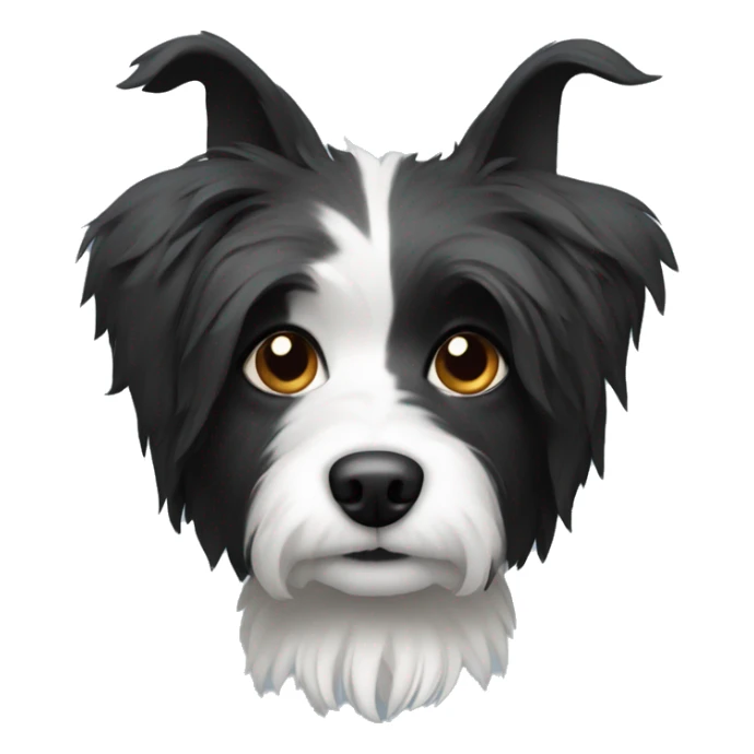Shaggy black and white small dog with pointed ears  sticker