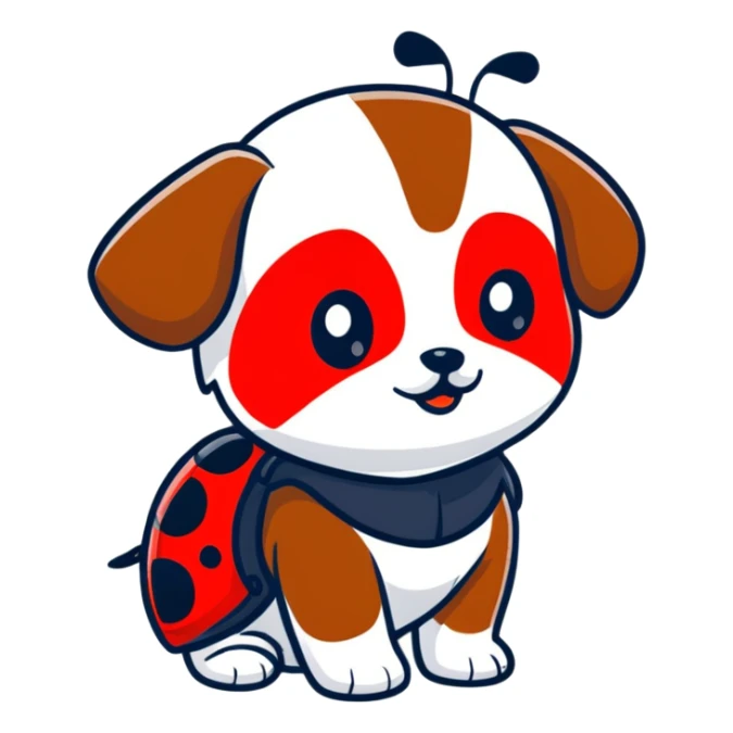 cute puppy in a ladybug costume sticker