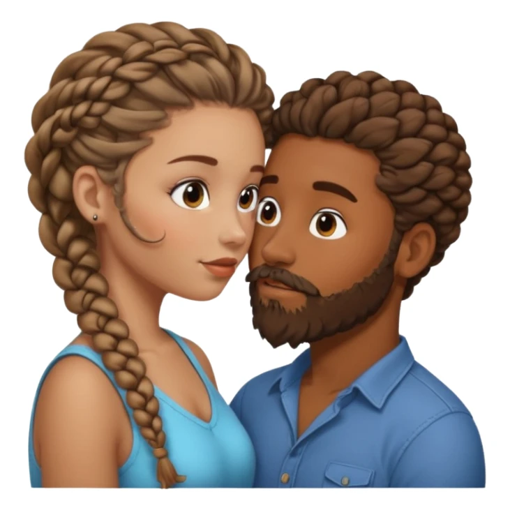 brown skin man with beard and braids making out with a white woman with curly brown hair  sticker