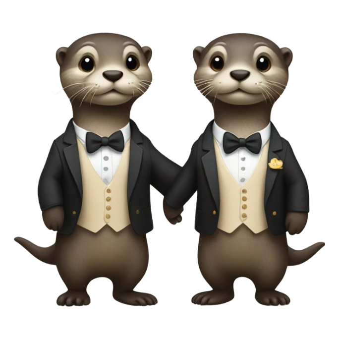 Two otters holding hands in tuxedos sticker