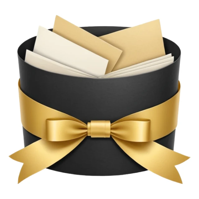 folded papers in round with a gold ribbon sticker