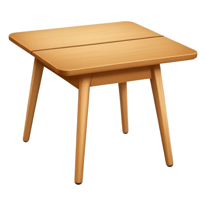 A flat, minimalistic, wooden table icon with four legs, viewed from the front, white background, no shadow, simple lines, high contrast, emoji design sticker