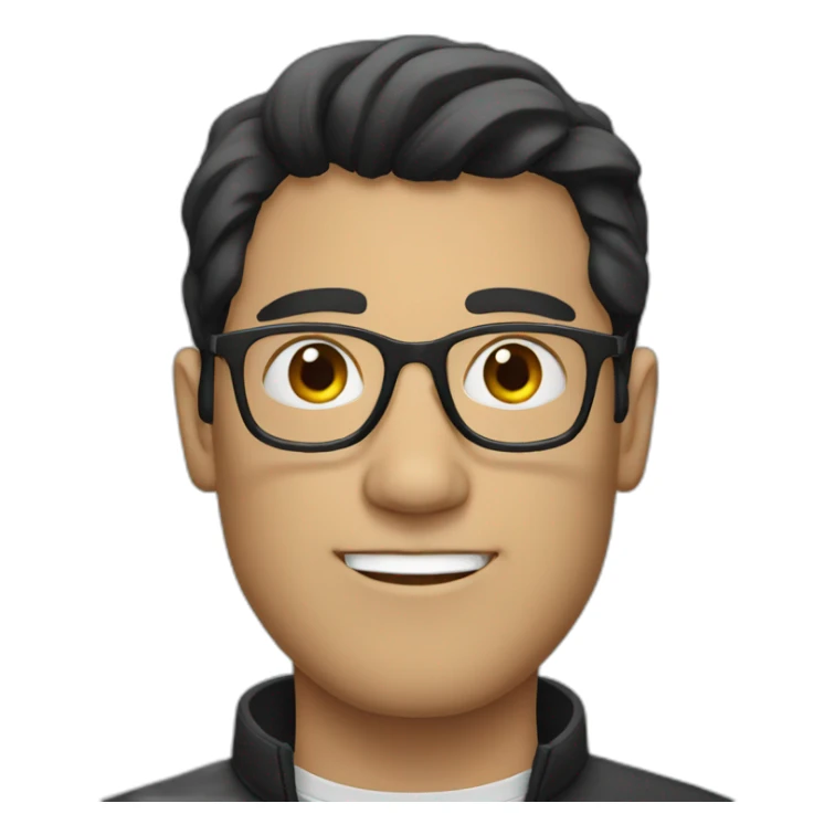 White man black hair wearing glasses sticker
