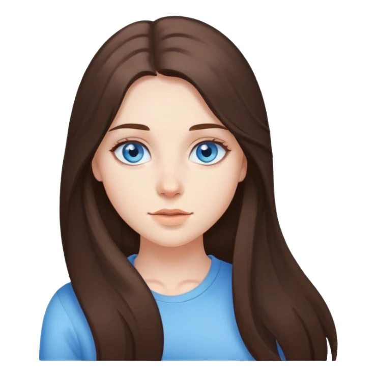 Brunette girl with long Hair and Blue Eyes  sticker