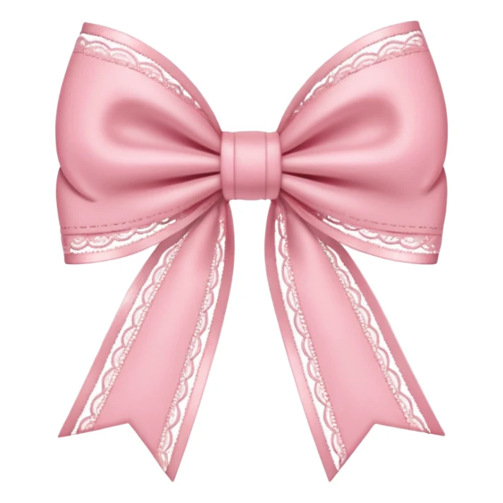 coquette style pink bow, soft and romantic, pastel pink, lace details, emoji size, no text sticker