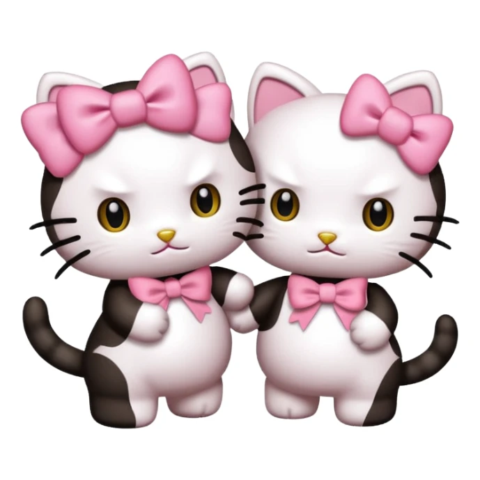 two Hello Kitty cats in a playful fight sticker