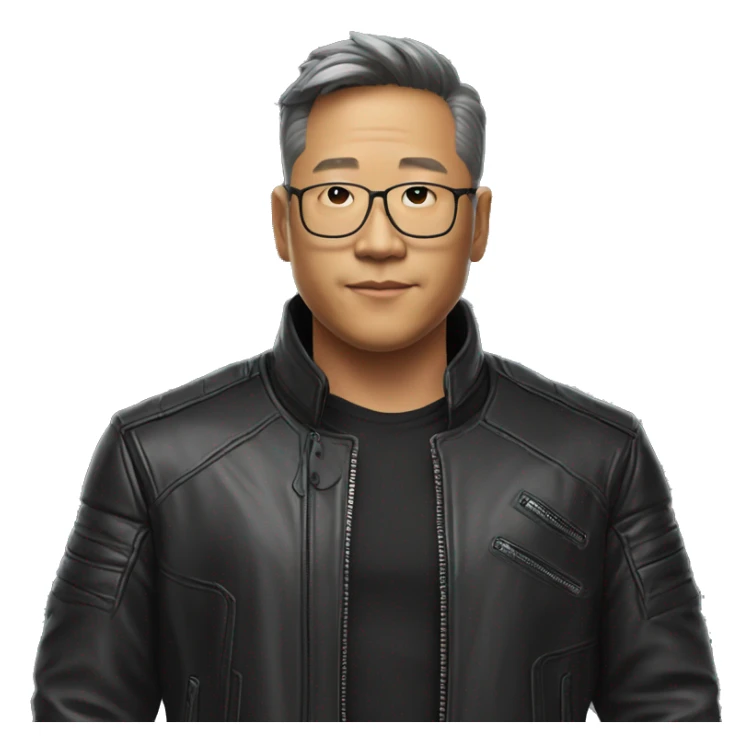 black leather jacket Jensen Huang style jacket only no person or figure sticker