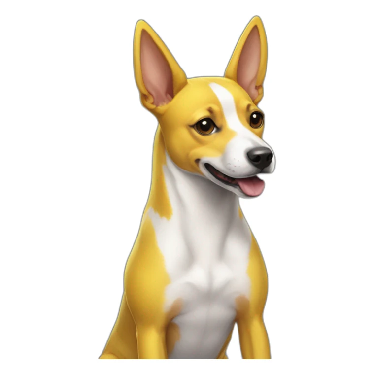 Tricolor Basenji wearing a pikachu suit sticker