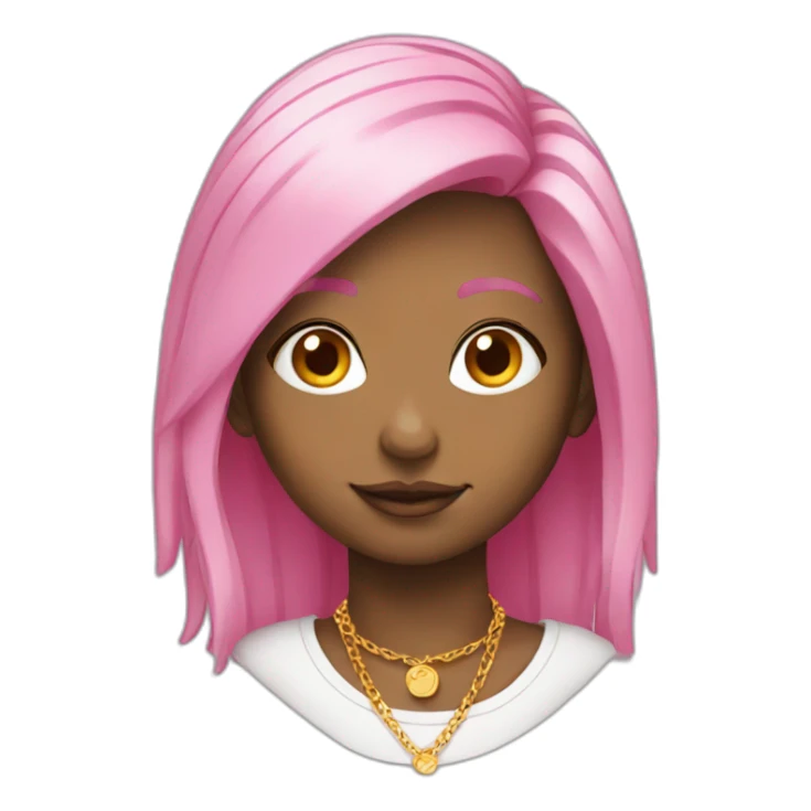 girl with pink hair and round gold classes and necklaces sticker