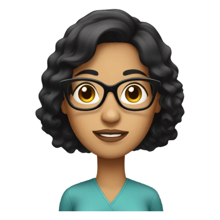 black-haired woman with glasses sticker