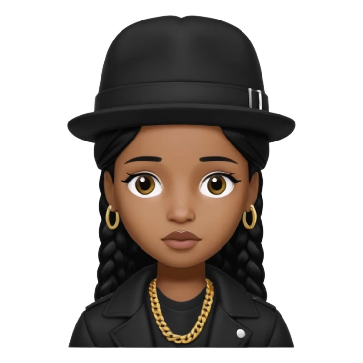 asap rocky pretty bratz with black hat and clothes, black hair sticker