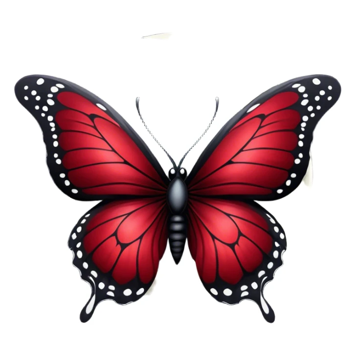 Gothic-style butterfly with dark red silk wings, and a black moon in the background sticker