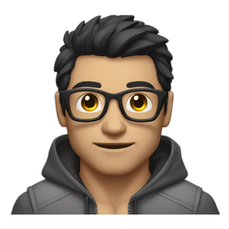 guy bodybuilder glasses jacket developper straight darkhair shor sticker