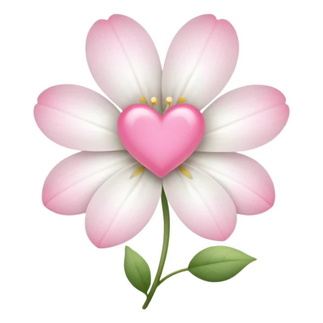 white flower with mini pink heart center sticker