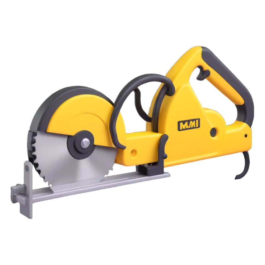 create a 3d saw image using a combination of black and yellow colors sticker