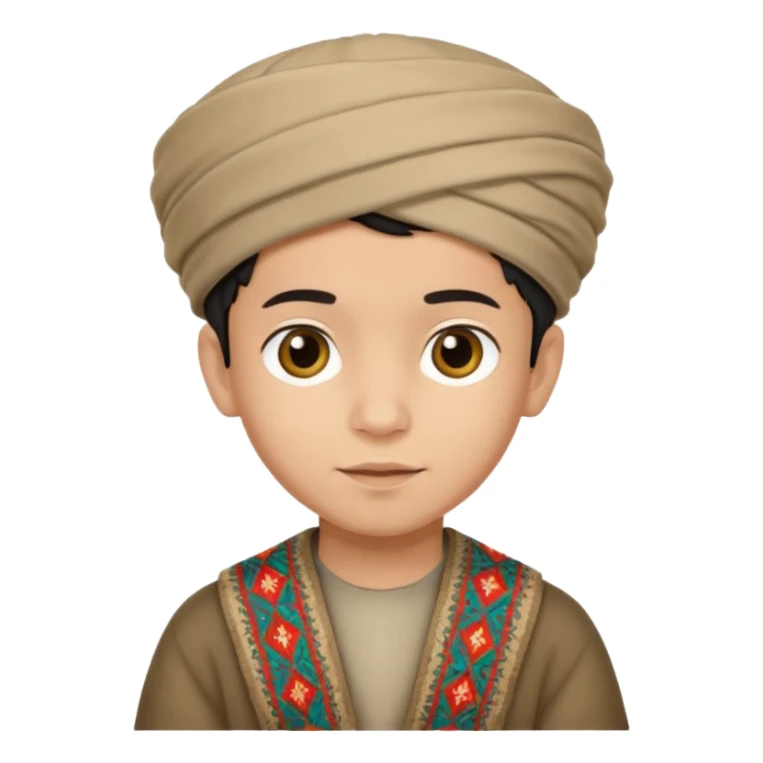 Creat a afghan boy with afghan pacol hat one the head sticker