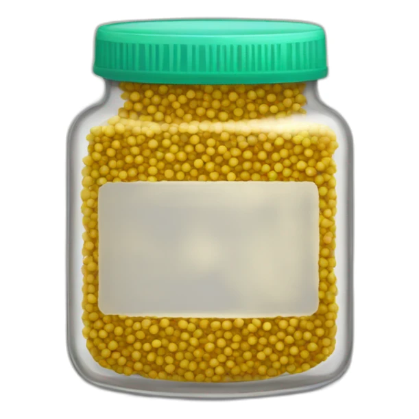 mustard seeds in a short jar sticker