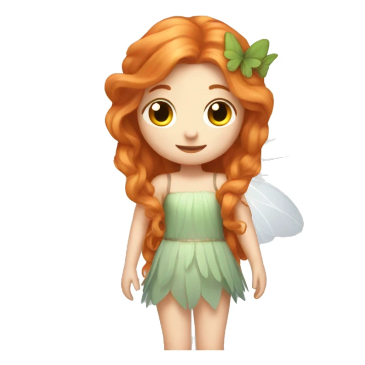 a white skin fairy, long ginger hair and wings sticker