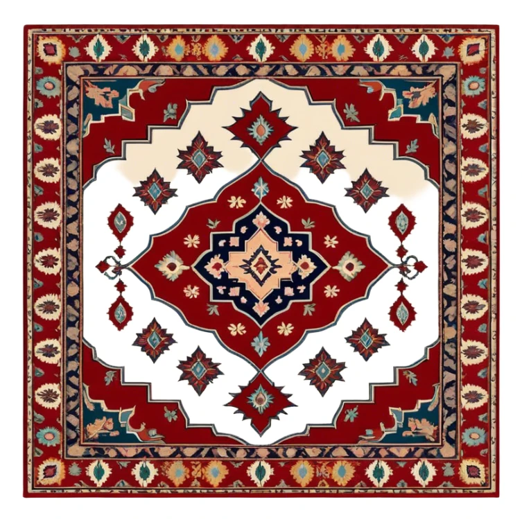 Cinematic Realistic depiction of a richly patterned Turkish carpet, rendered with exquisite details and vibrant colors, set against a soft, warmly lit background that emphasizes its artisanal craftsmanship sticker