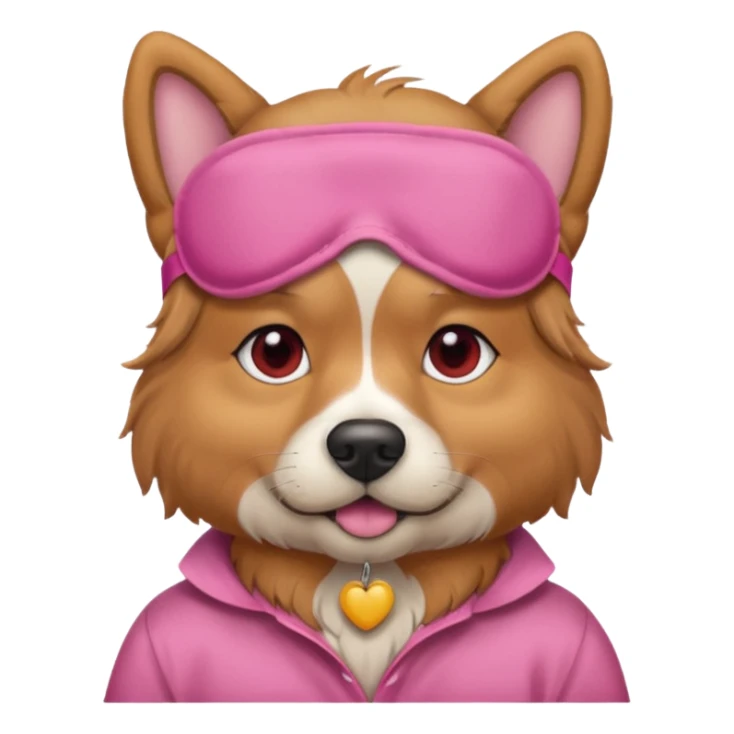 a dog with red sleep mask and wearing pink shirt sticker
