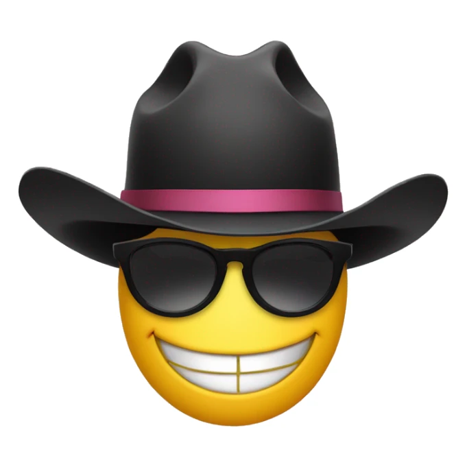 Rose tinted glasses with black cowboy hat and smiley face  sticker