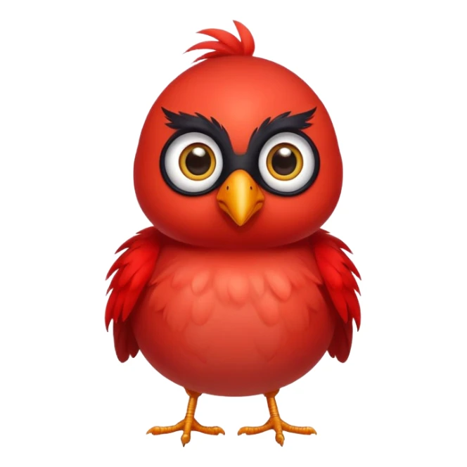 adorable round red bird with big eyes sticker