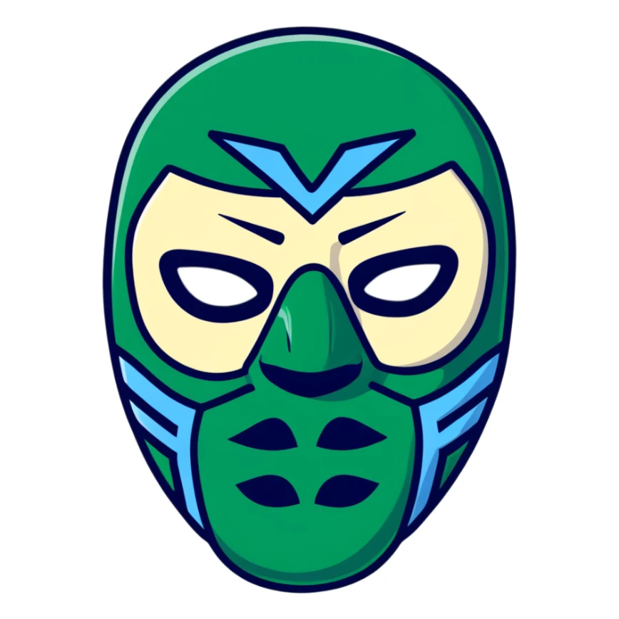 forest green, cream, and Carolina blue luchador mask sticker
