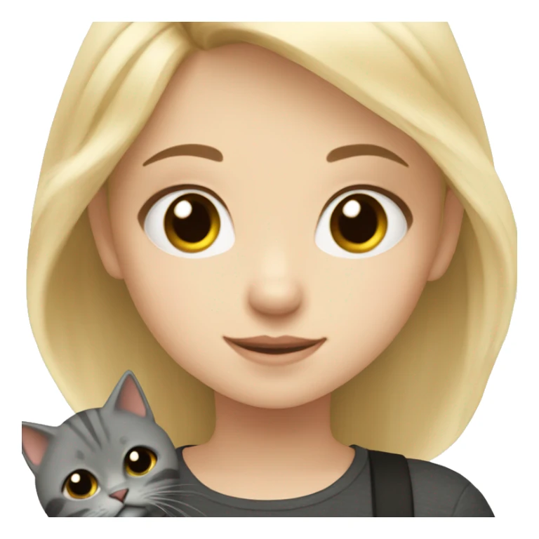 Little blonde girl holding gray and black cat ￼ sticker