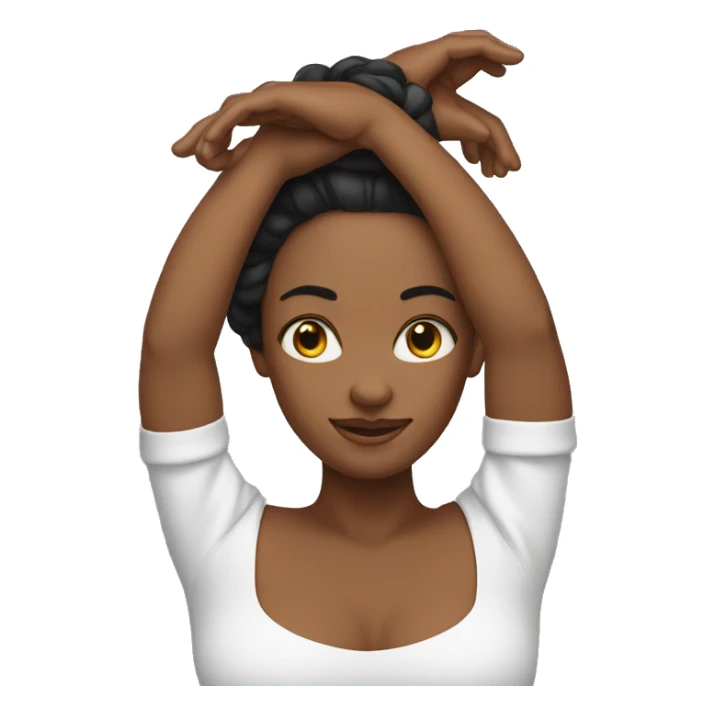 woman with both hands above her head, formed into a tria sticker