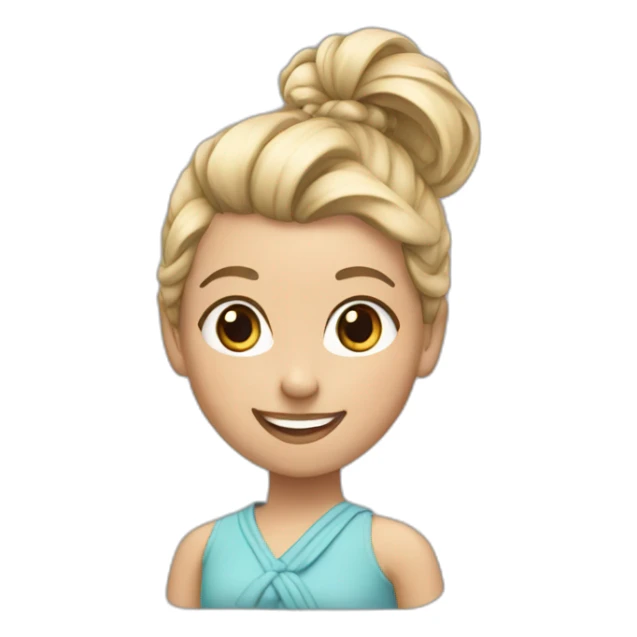 blonde girl smiling with a top knot hairstyle  sticker