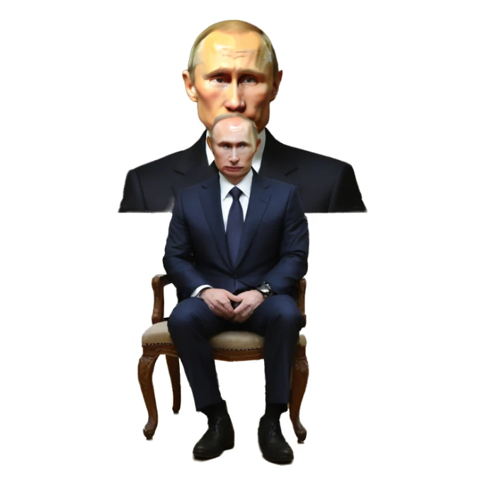 Putin sitting in front of a big old painting. sticker