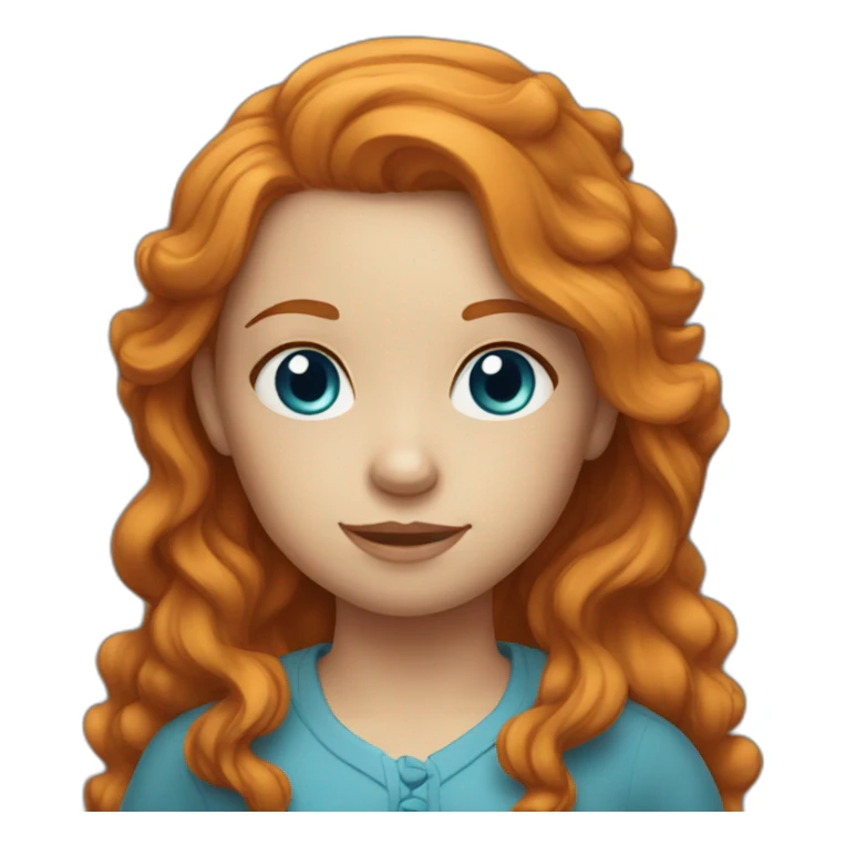 ginger girl with blue eyes and slight long wavy hair sticker
