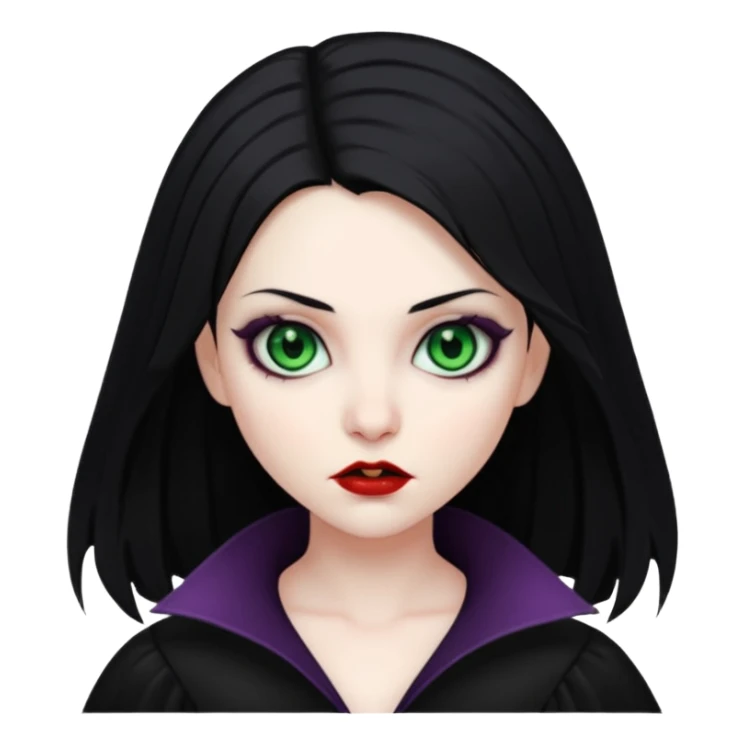 vampire goth girl with black hair and green eyes sticker