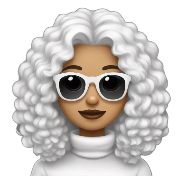 mujer cabello negro largo gafas y perro bichon maltés blanco sticker